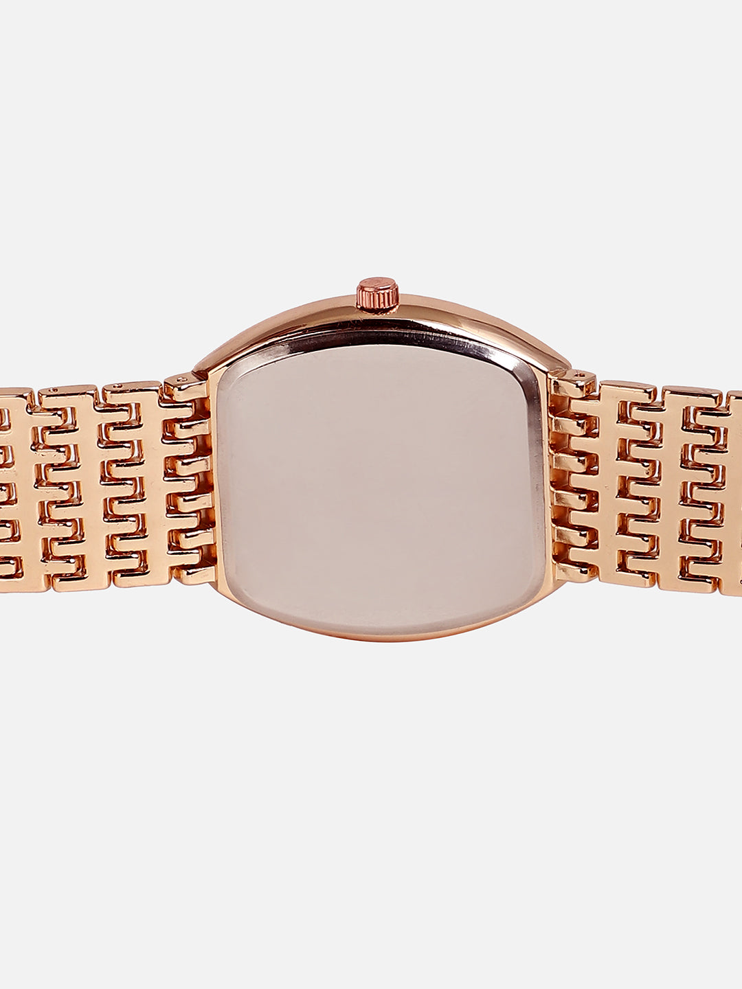 Embellished Rose Gold Oblong Dial With Rose Gold Metal Strap