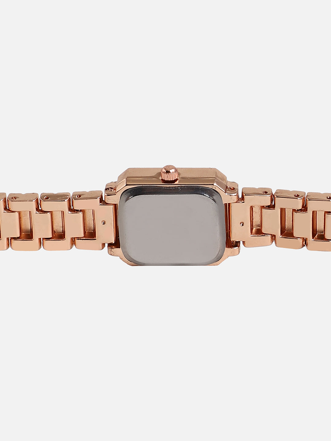 Embellished Gold Rectangular Dial With Gold Metal Strap